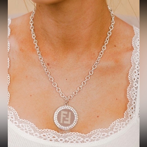 🆕🌿GYPSY SOUTH: FF Full Monogramam Up Cycled Chain Necklace - Picture 2 of 3